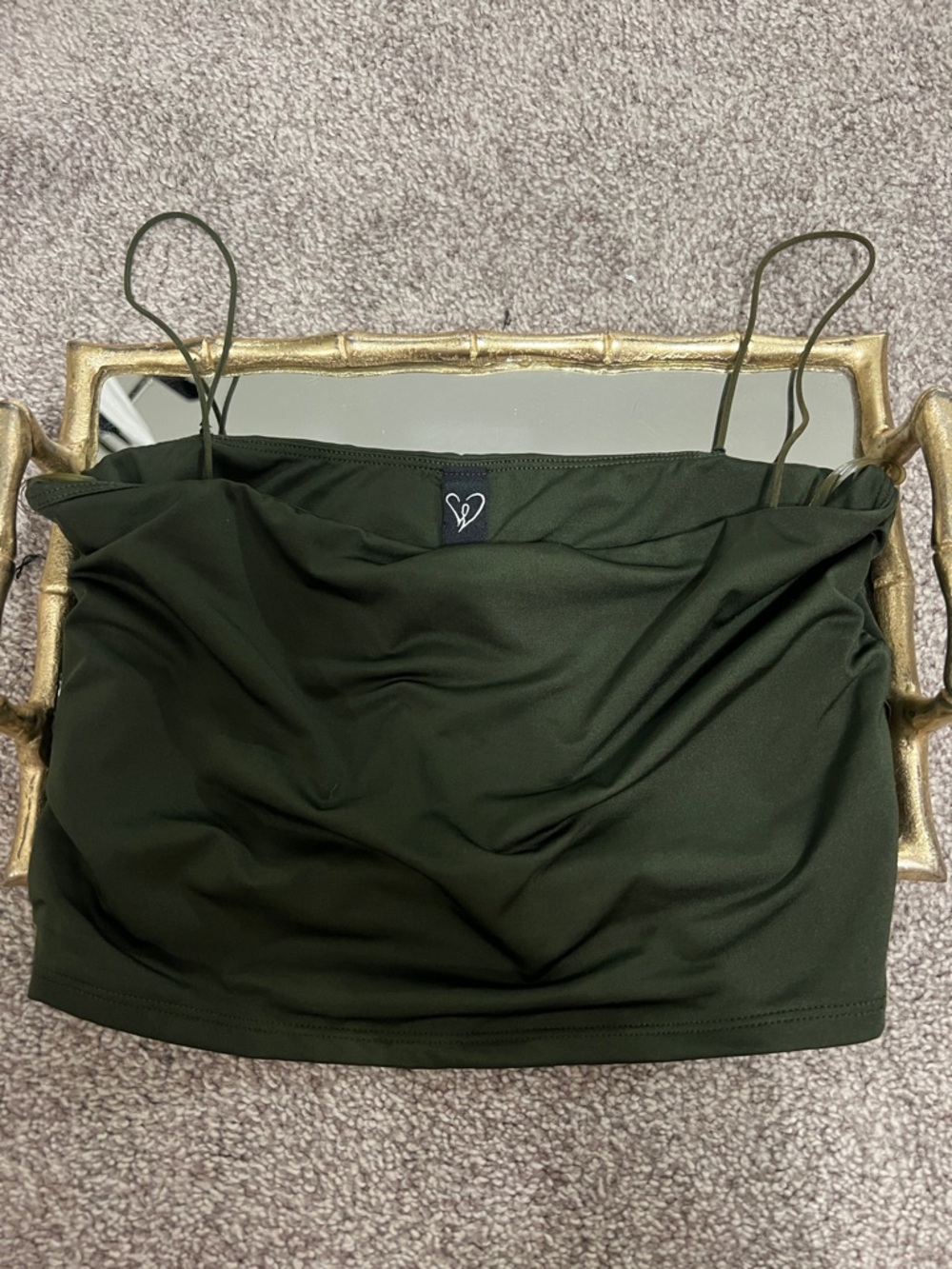 Windsor Olive Green Strapless Crop Top with Thin Straps